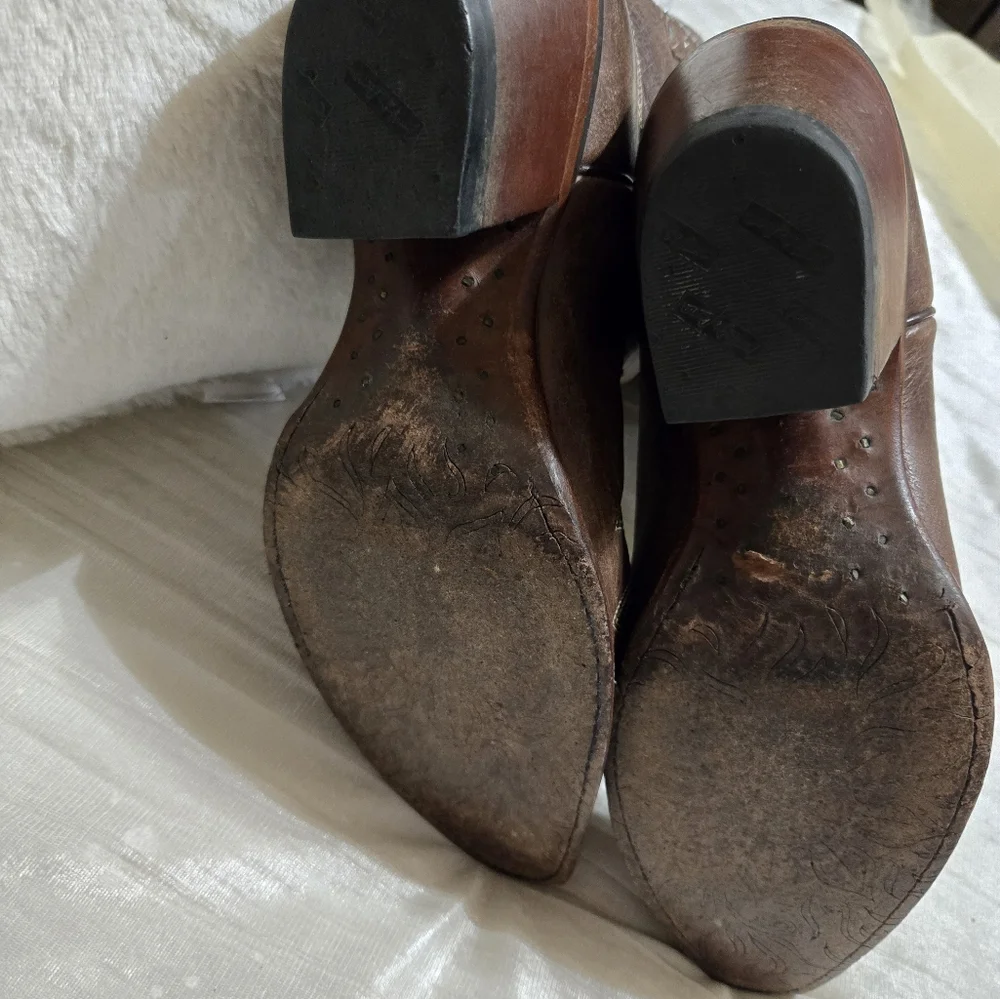 TONY LAMA WOMEN'S CHOCOLATE RANCHO SNIP TOE WESTERN BOOTS Size 8 EUC! - Picture 6 of 12